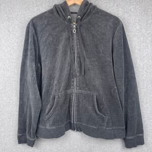 J4514 NY & Co Dark Gray Velour Hoodie Size XL